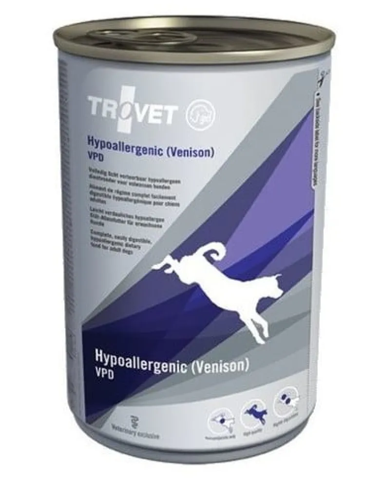 TROVET Hypoallergenic Venison VPD cibo umido per cani con cinghiale 400 g