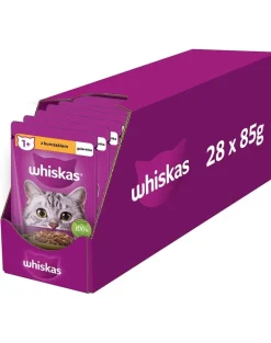 WHISKAS Adult in bustina 28x85g Alimento umido con pollo in gelatina per gatti adulti