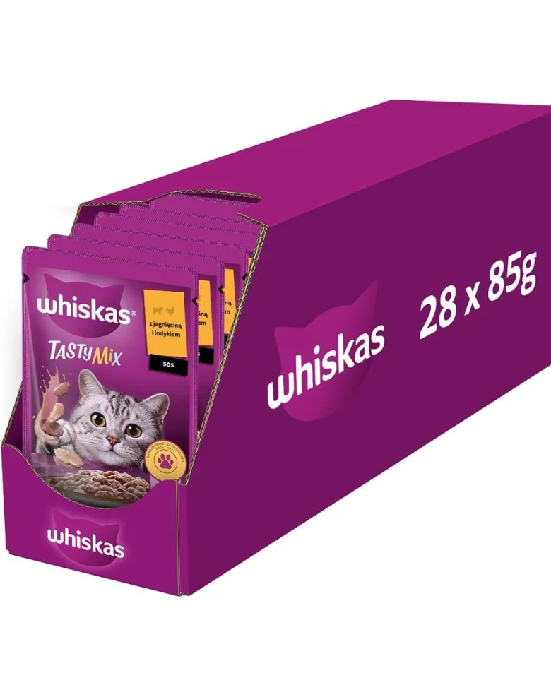 WHISKAS Adult in bustina 28x85g Alimento umido con agnello e tacchino in salsa