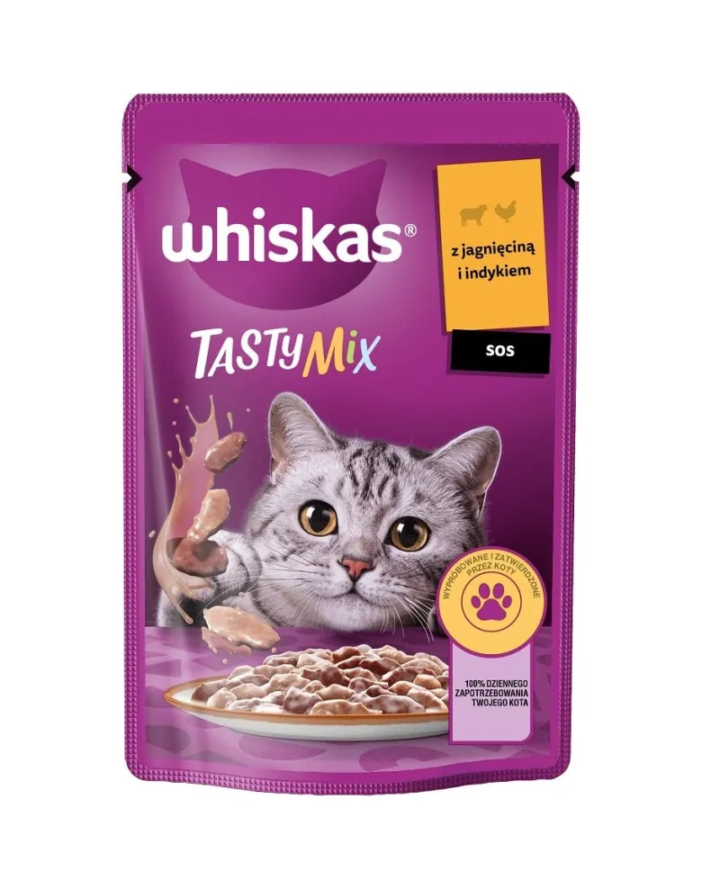 WHISKAS Adult in bustina 28x85g Alimento umido con agnello e tacchino in salsa