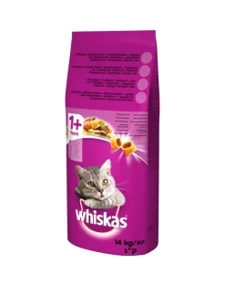 WHISKAS Adult 14kg con pollo e verdure + WHISKAS Adult 14kg con manzo e verdure