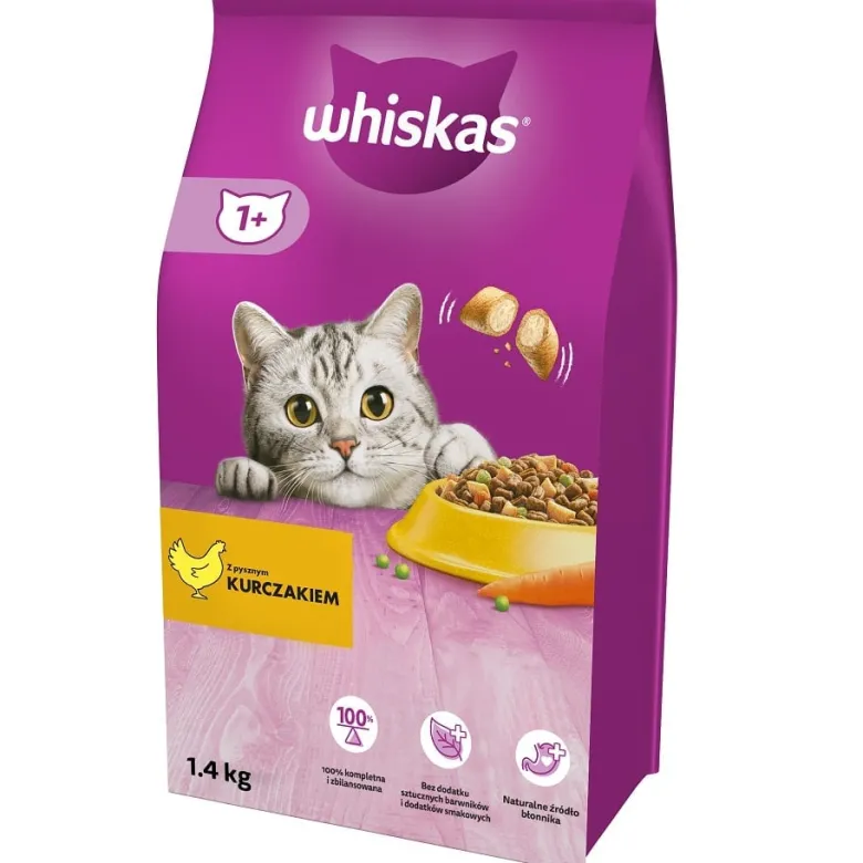 WHISKAS Adult 6x1,4kg Alimento secco completo per gatti adulti con delizioso pollo