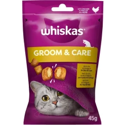 WHISKAS Groom & Care 8 x 45g snack con pollo per gatti