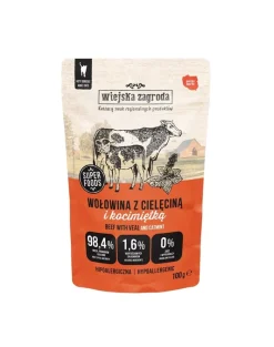 WIEJSKA ZAGRODA Superfoods Manzo con vitello e erba gatta cibo umido per gatti 100 g