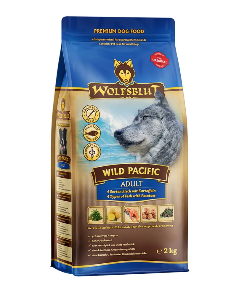 WOLFSBLUT Wild Pacific Adult per cani con pesce e patate 12,5 kg